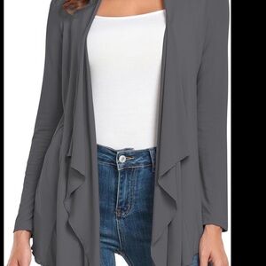 Sarah Pacini Charcoal Open Front Cardigan